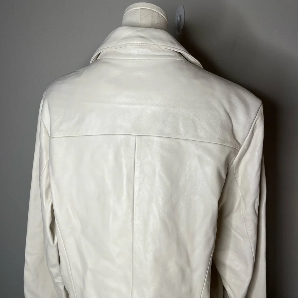 Vintage Wilson Leather White Button Front Collared Leather Jacket Classic - Picture 6 of 9